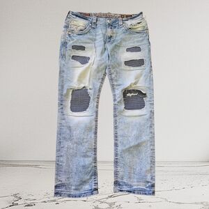 ​Rock Revival NEILLY J204 Straight Leg Jeans Mens 36 Distressed Moto Rare